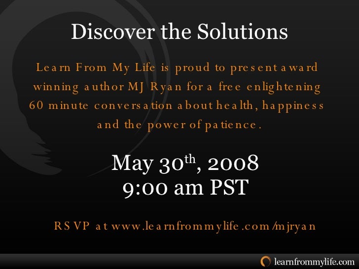 THE POWER OF PATIENCE BY MJ RYAN PDF